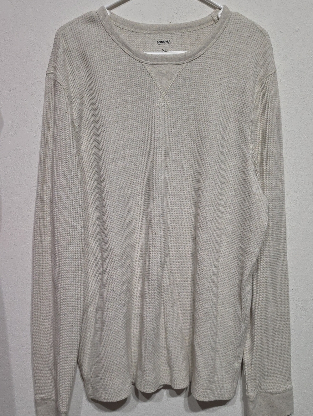 Sonoma Cream Waffle-Knit Crewneck Long Sleeve